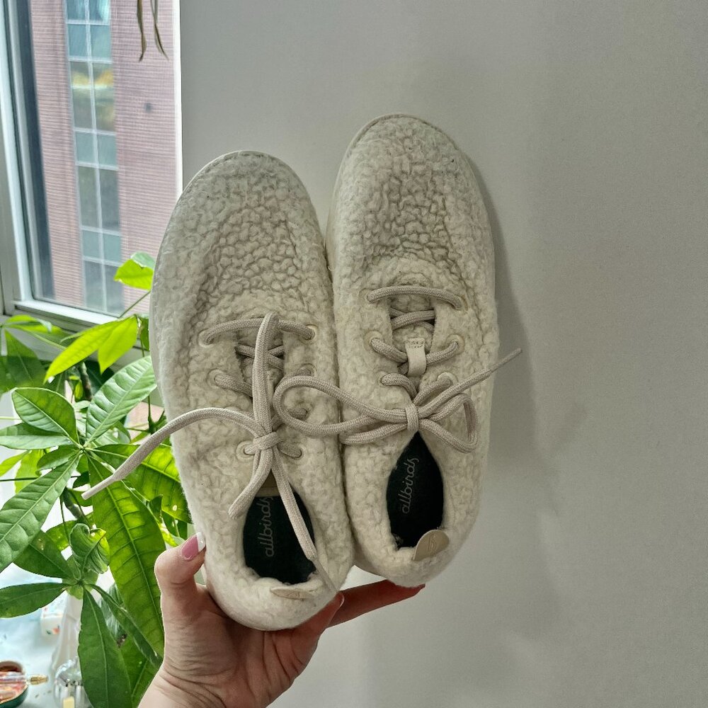 Allbirds Cream Teddy Sherpa Wool Runner Sneakers Size 9